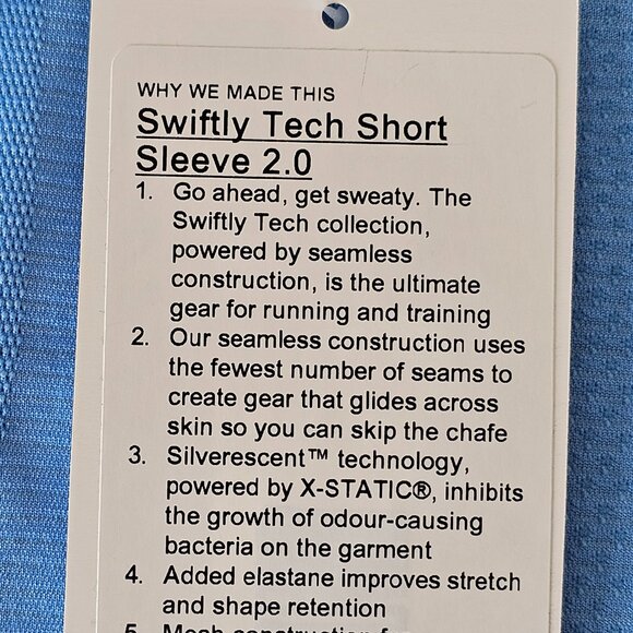 NWT LULULEMON AEBL/AEBL Blue Swiftly Tech Short Sleeve 2.0 Crew Top 6 - Picture 10 of 10